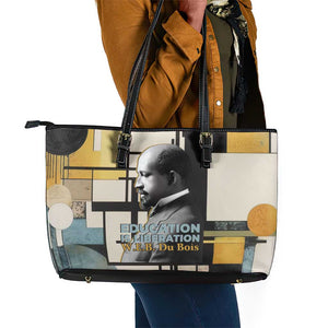 W.E.B. Du Bois Education is Liberation Leather Tote Bag Scholar, Activist, Visionary Tribute Design - African Pride