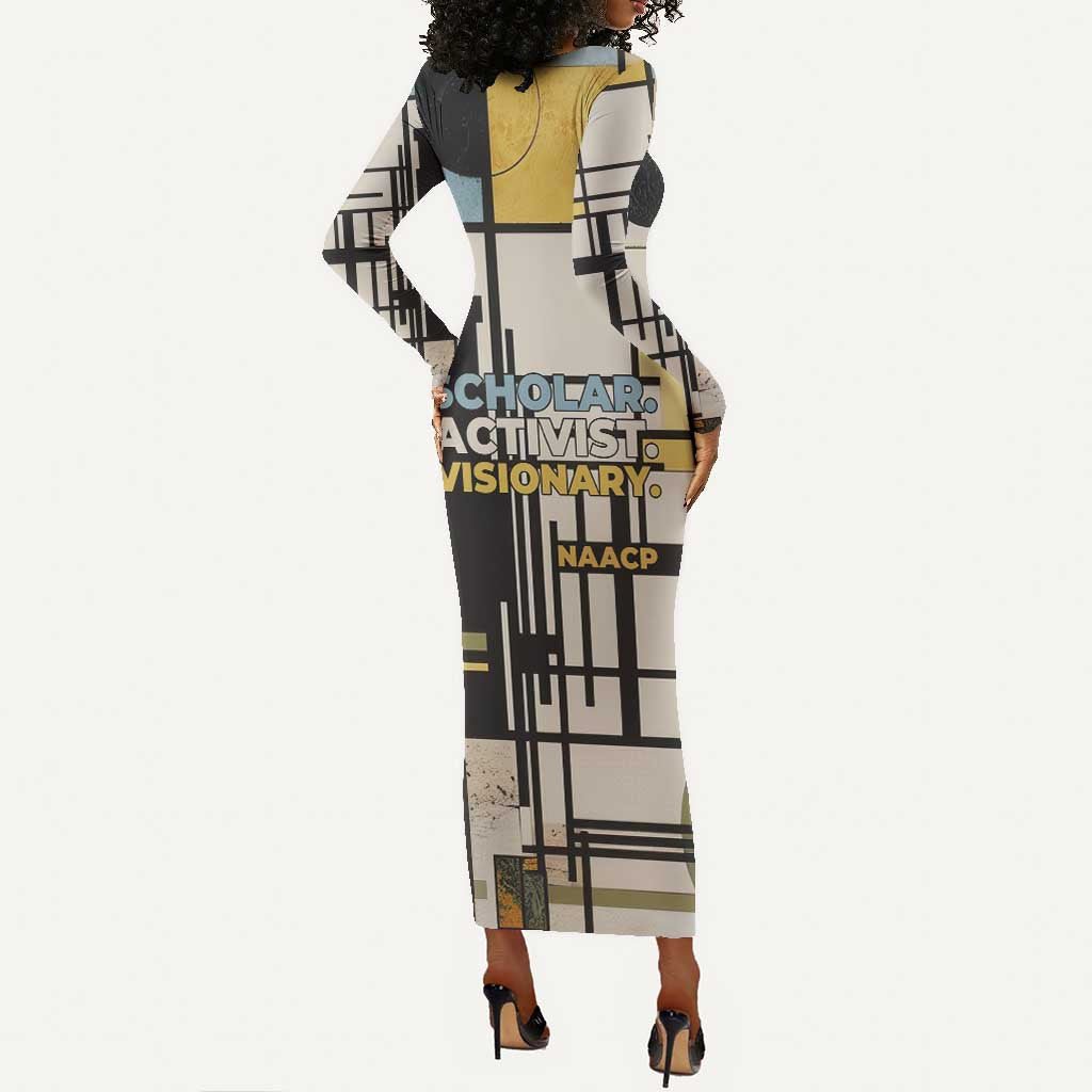 W.E.B. Du Bois Education is Liberation Long Sleeve Bodycon Dress Scholar, Activist, Visionary Tribute Design - African Pride