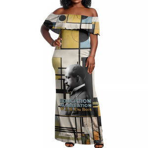 W.E.B. Du Bois Education is Liberation Off Shoulder Maxi Dress Scholar, Activist, Visionary Tribute Design - African Pride