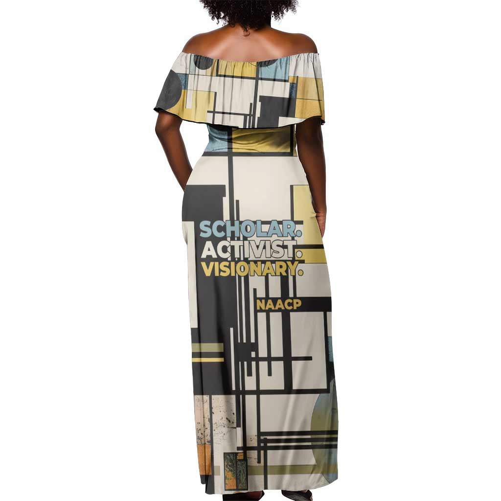 W.E.B. Du Bois Education is Liberation Off Shoulder Maxi Dress Scholar, Activist, Visionary Tribute Design - African Pride