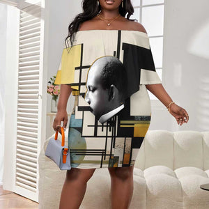 W.E.B. Du Bois Education is Liberation Off Shoulder Short Dress Scholar, Activist, Visionary Tribute Design - African Pride