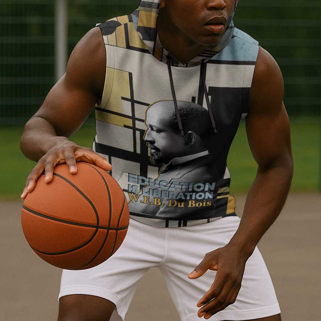 W.E.B. Du Bois Education is Liberation Sleeveless Hoodie Scholar, Activist, Visionary Tribute Design - African Pride