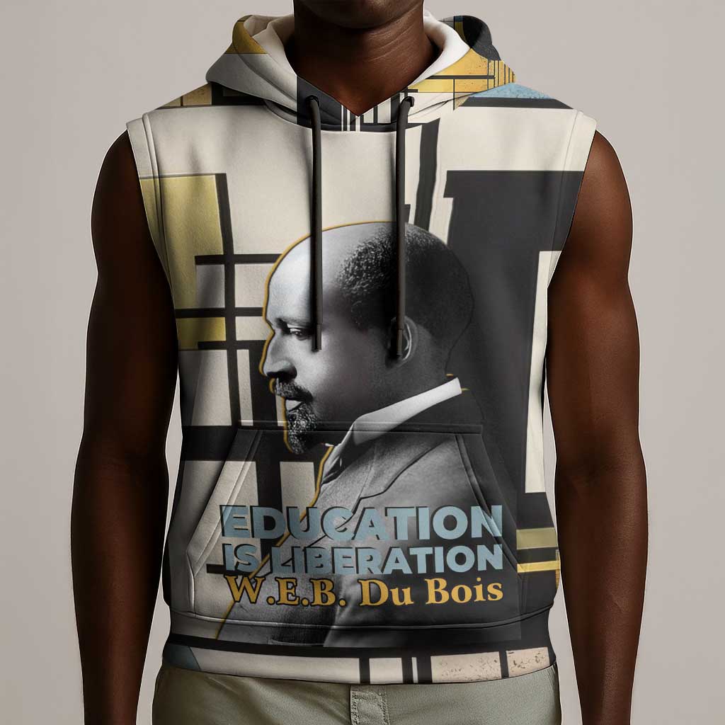 W.E.B. Du Bois Education is Liberation Sleeveless Hoodie Scholar, Activist, Visionary Tribute Design - African Pride