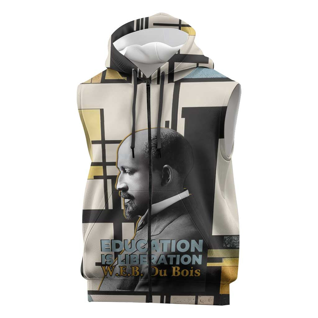 W.E.B. Du Bois Education is Liberation Sleeveless Zip Hoodie Scholar, Activist, Visionary Tribute Design - African Pride