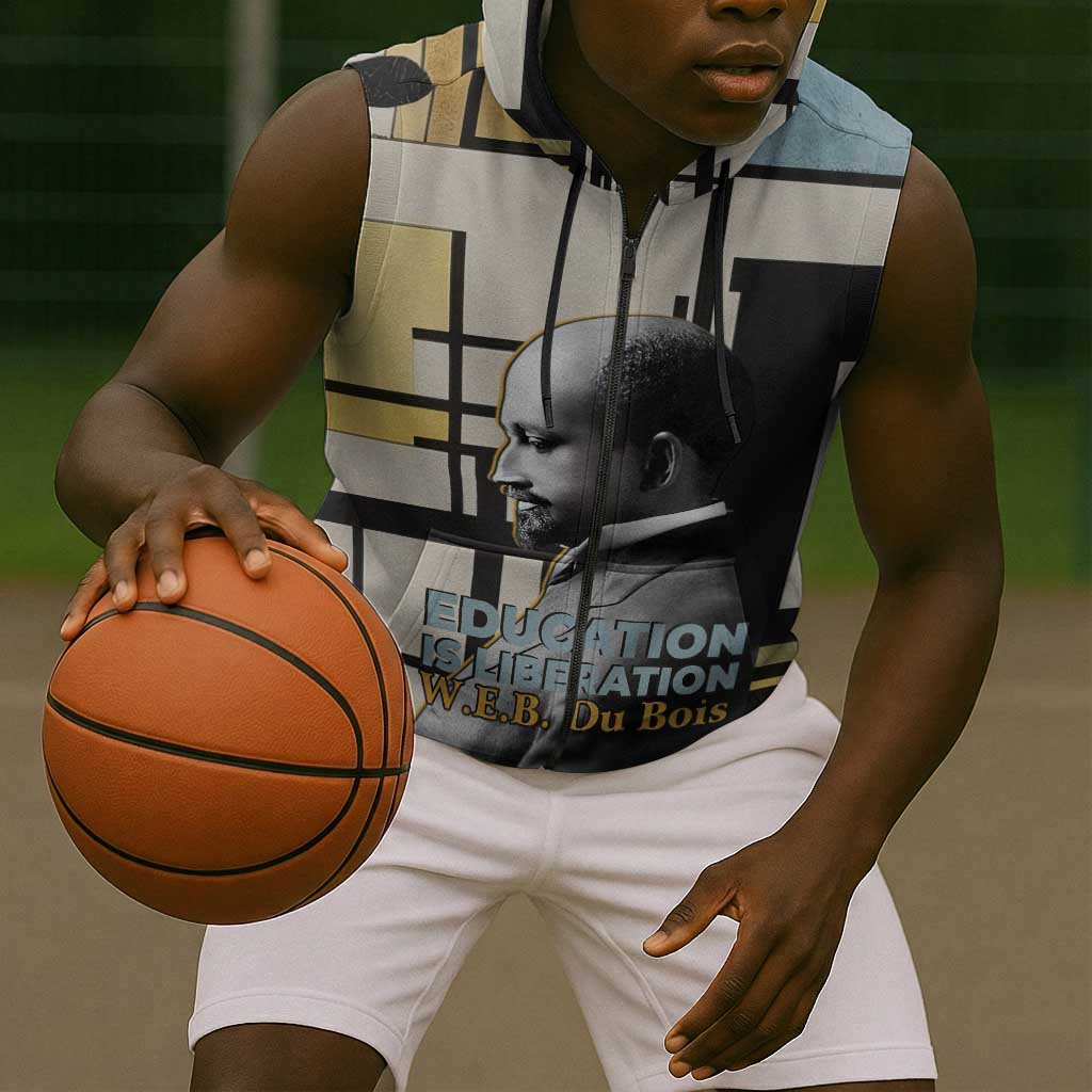 W.E.B. Du Bois Education is Liberation Sleeveless Zip Hoodie Scholar, Activist, Visionary Tribute Design - African Pride