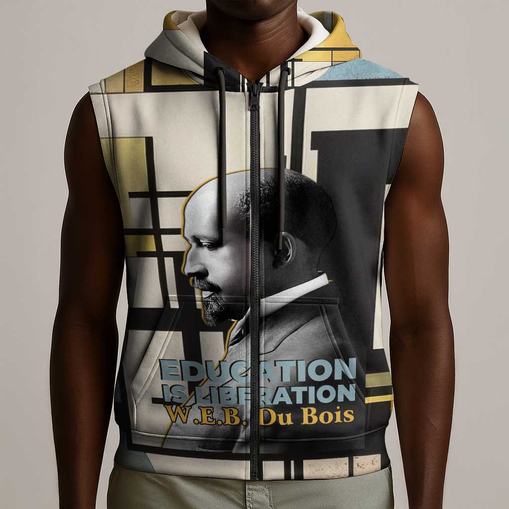 W.E.B. Du Bois Education is Liberation Sleeveless Zip Hoodie Scholar, Activist, Visionary Tribute Design - African Pride