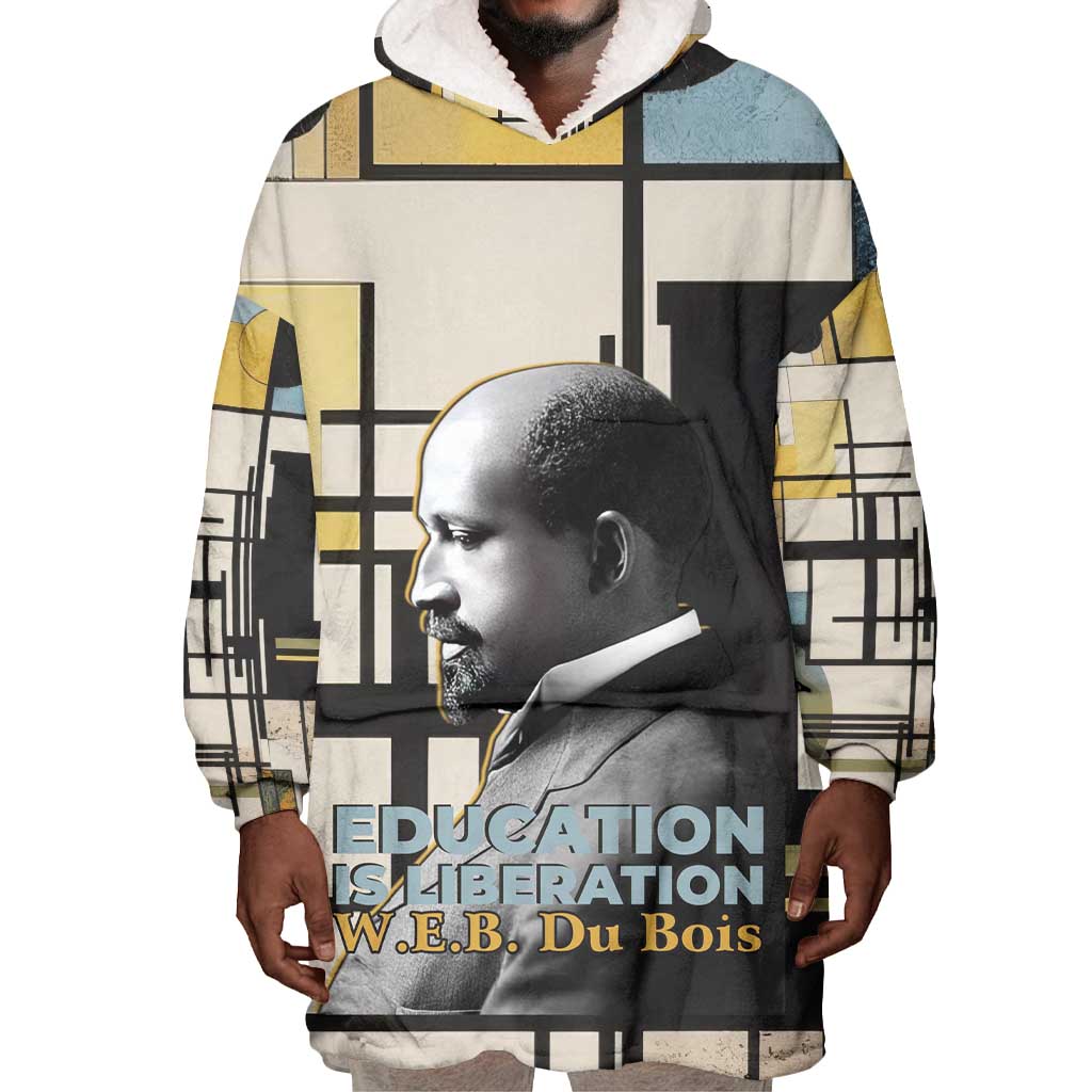 W.E.B. Du Bois Education is Liberation Wearable Blanket Hoodie Scholar, Activist, Visionary Tribute Design - African Pride