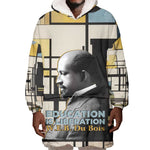 W.E.B. Du Bois Education is Liberation Wearable Blanket Hoodie Scholar, Activist, Visionary Tribute Design - African Pride
