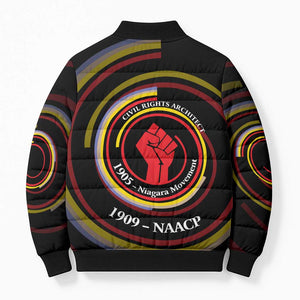 W.E.B. Du Bois Civil Rights Architect Bomber Puffer Jacket Niagara Movement - NAACP Tribute Design - African Pride
