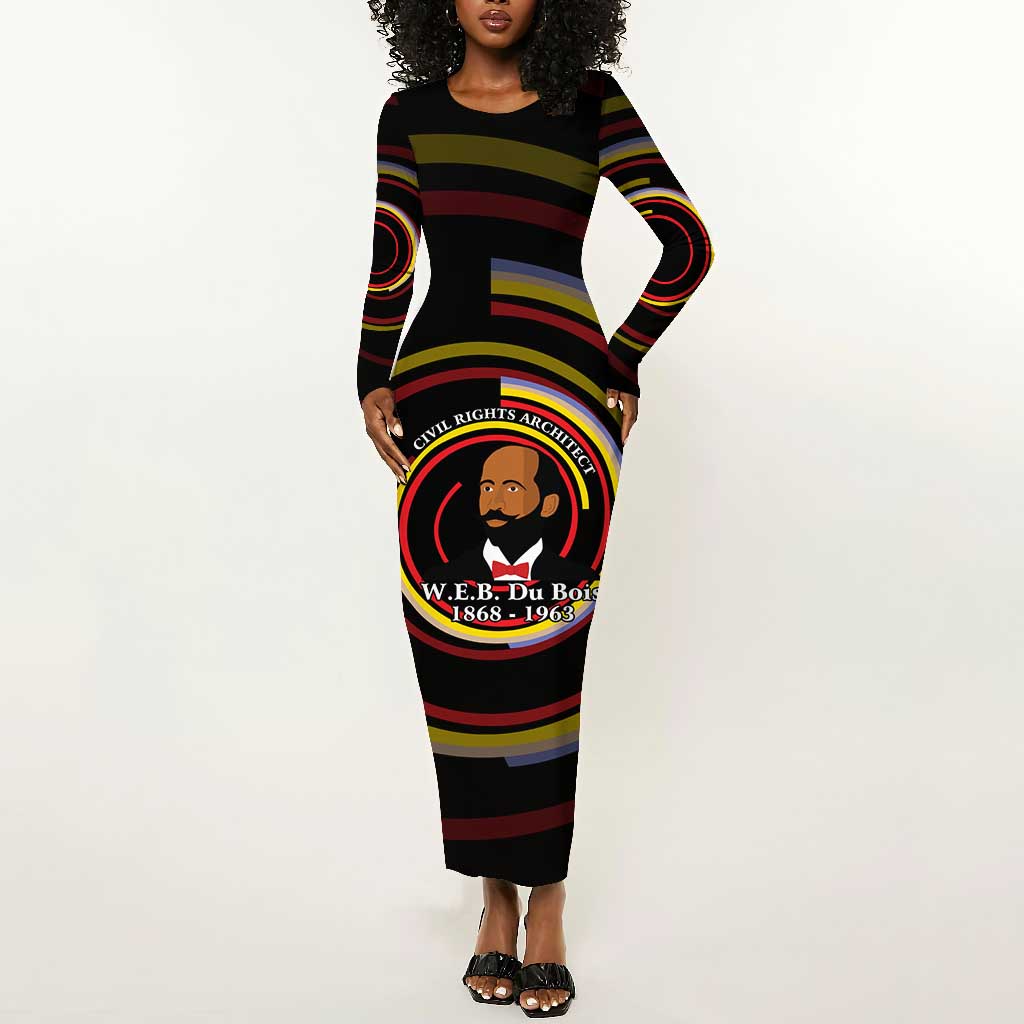 W.E.B. Du Bois Civil Rights Architect Long Sleeve Bodycon Dress Niagara Movement - NAACP Tribute Design - African Pride