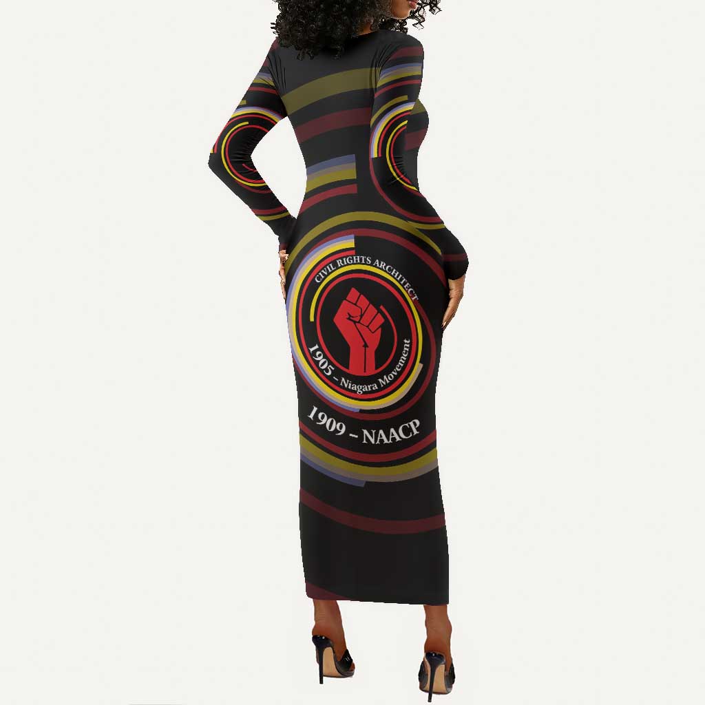 W.E.B. Du Bois Civil Rights Architect Long Sleeve Bodycon Dress Niagara Movement - NAACP Tribute Design - African Pride