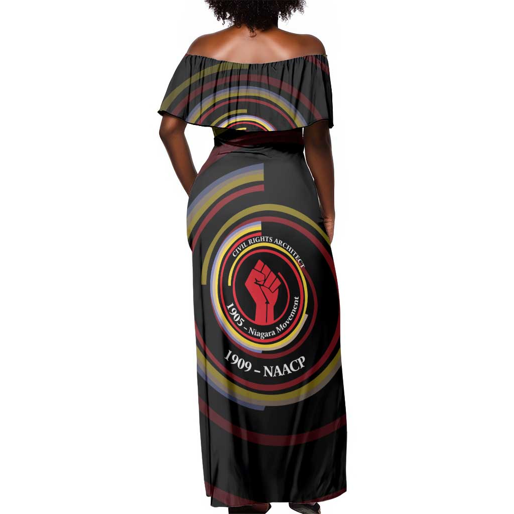 W.E.B. Du Bois Civil Rights Architect Off Shoulder Maxi Dress Niagara Movement - NAACP Tribute Design - African Pride