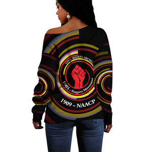 W.E.B. Du Bois Civil Rights Architect Off Shoulder Sweater Niagara Movement - NAACP Tribute Design - African Pride