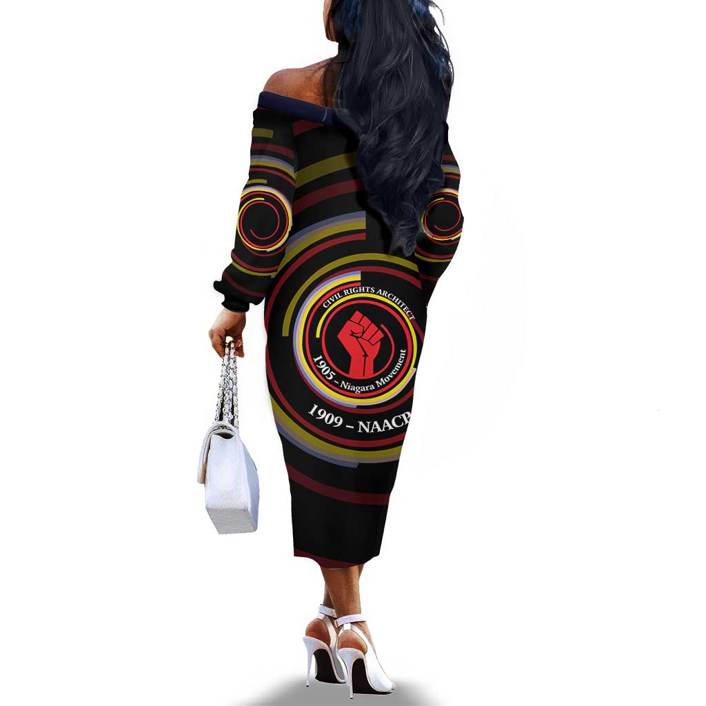 W.E.B. Du Bois Civil Rights Architect Off The Shoulder Long Sleeve Dress Niagara Movement - NAACP Tribute Design - African Pride