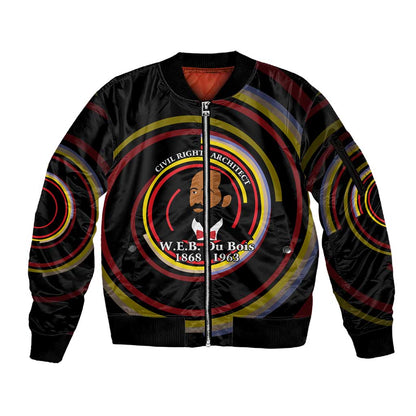 W.E.B. Du Bois Civil Rights Architect Sleeve Zip Bomber Jacket Niagara Movement - NAACP Tribute Design - African Pride