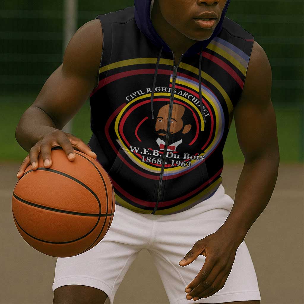 W.E.B. Du Bois Civil Rights Architect Sleeveless Zip Hoodie Niagara Movement - NAACP Tribute Design - African Pride