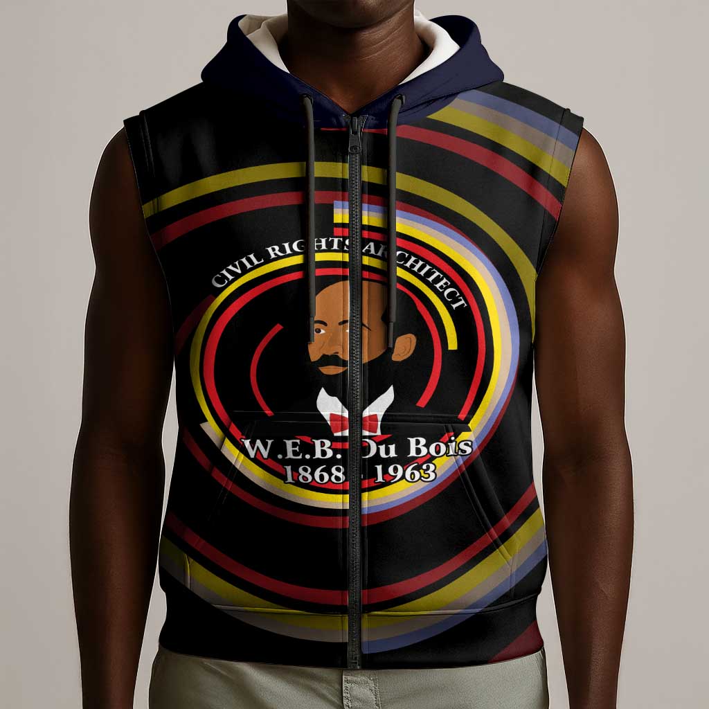 W.E.B. Du Bois Civil Rights Architect Sleeveless Zip Hoodie Niagara Movement - NAACP Tribute Design - African Pride