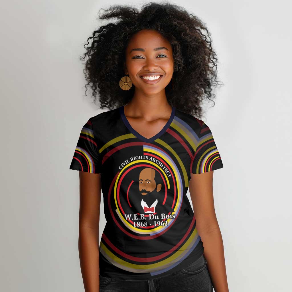 W.E.B. Du Bois Civil Rights Architect Women V-Neck T-Shirt Niagara Movement - NAACP Tribute Design TS04
