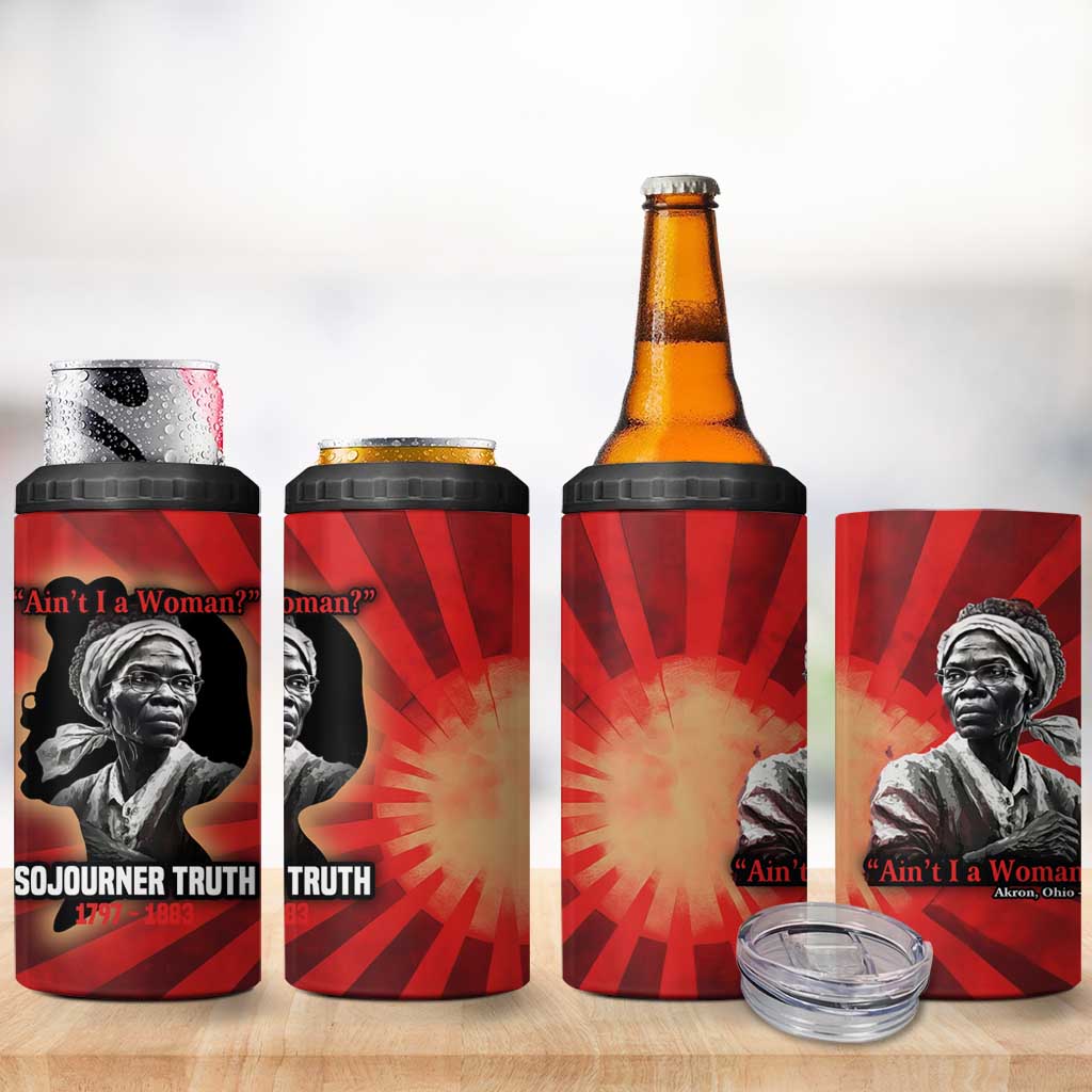 Sojourner Truth 4 in 1 Can Cooler Tumbler Ain’t I a Woman - Akron 1851 Speech Tribute Design - African Pride
