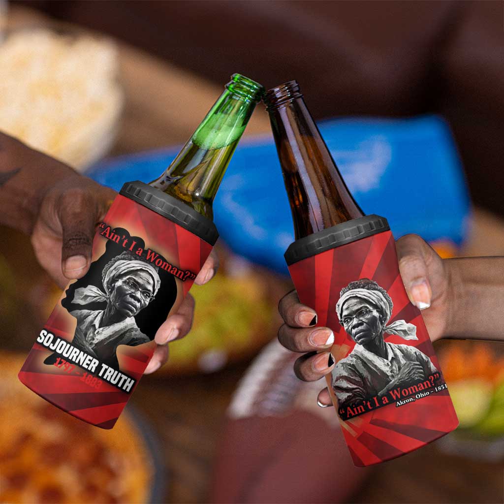 Sojourner Truth 4 in 1 Can Cooler Tumbler Ain’t I a Woman - Akron 1851 Speech Tribute Design - African Pride