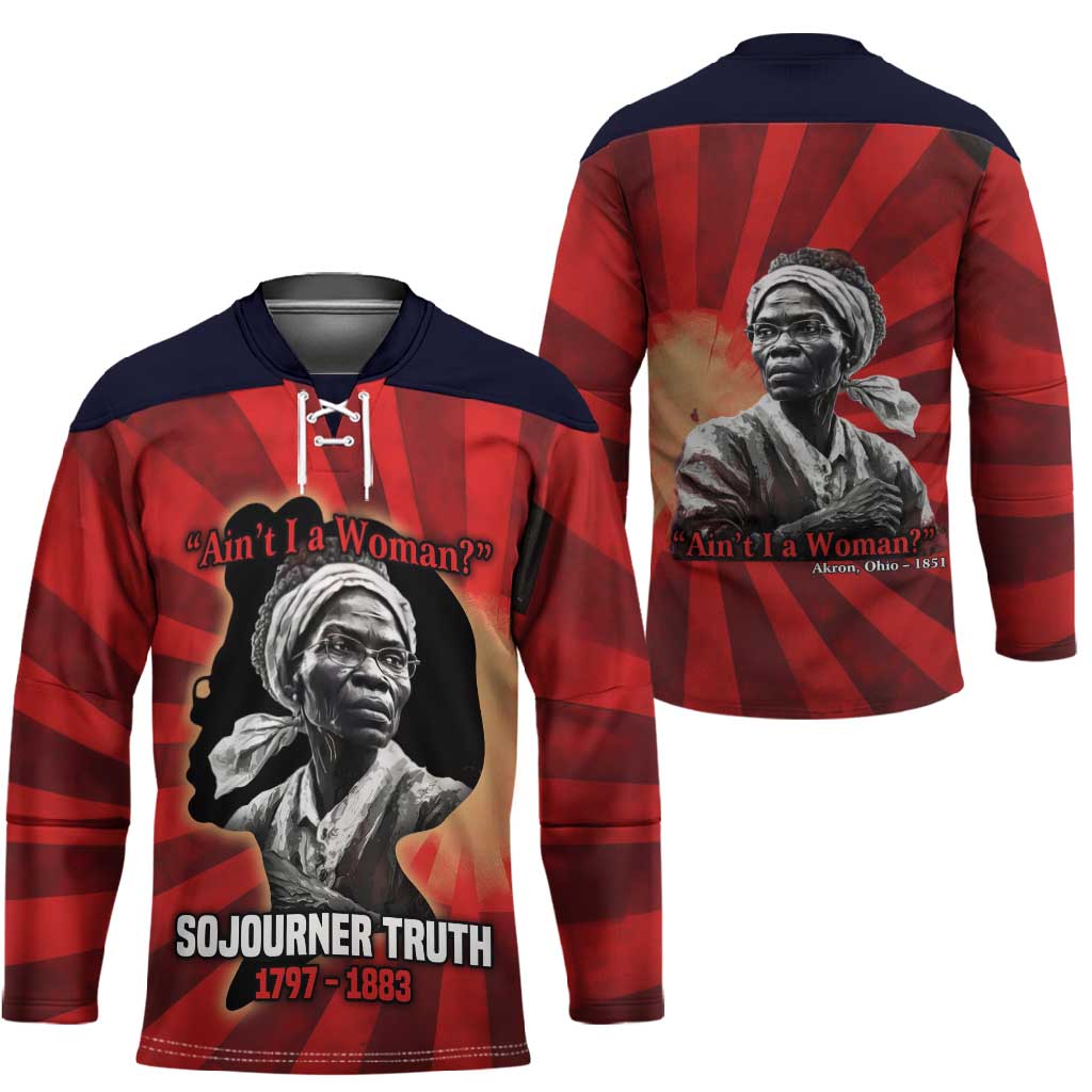 Sojourner Truth Hockey Jersey Ain’t I a Woman - Akron 1851 Speech Tribute Design - African Pride