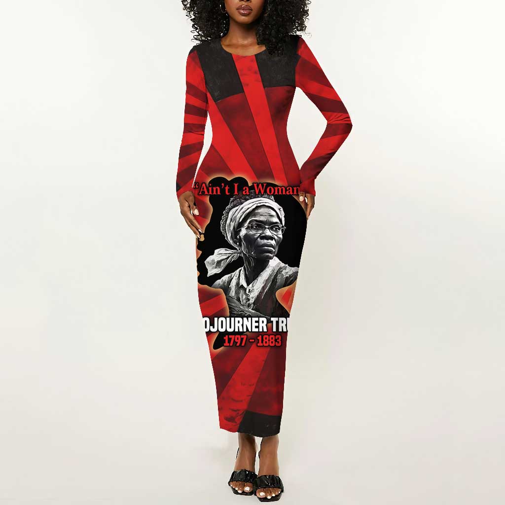 Sojourner Truth Long Sleeve Bodycon Dress Ain’t I a Woman - Akron 1851 Speech Tribute Design - African Pride