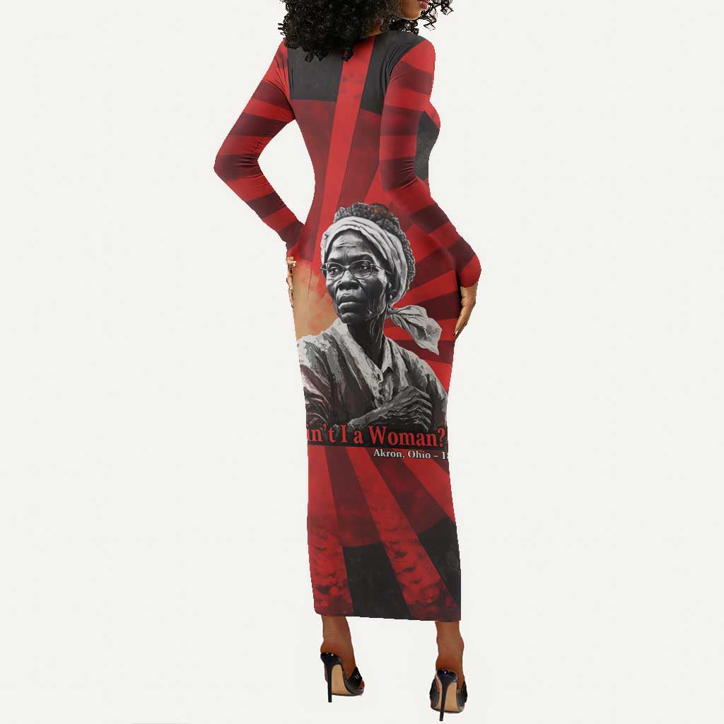 Sojourner Truth Long Sleeve Bodycon Dress Ain’t I a Woman - Akron 1851 Speech Tribute Design - African Pride