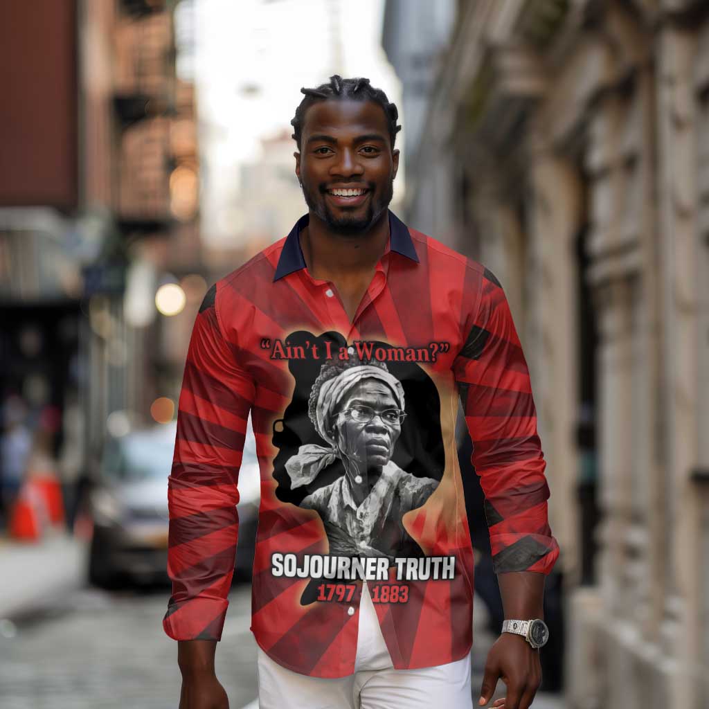 Sojourner Truth Long Sleeve Button Shirt Ain’t I a Woman - Akron 1851 Speech Tribute Design - African Pride