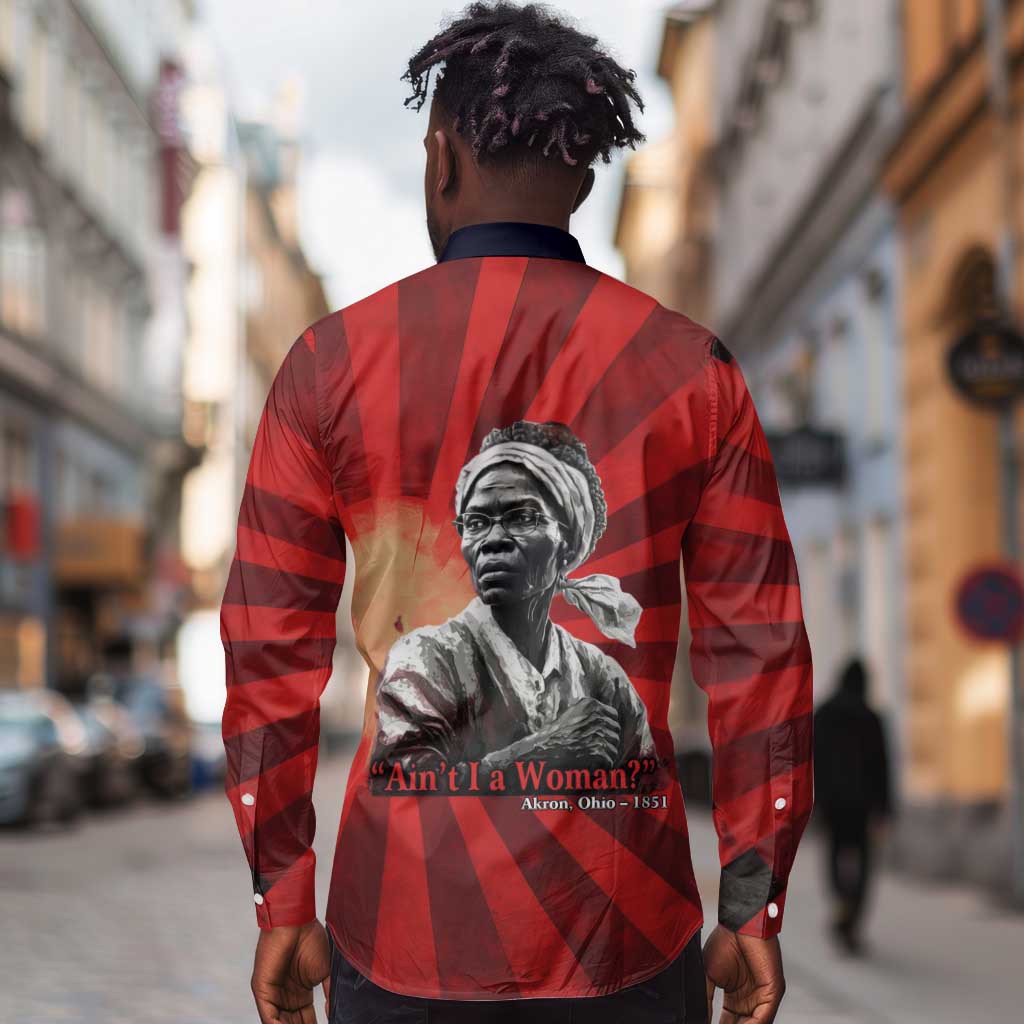 Sojourner Truth Long Sleeve Button Shirt Ain’t I a Woman - Akron 1851 Speech Tribute Design - African Pride