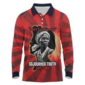 Sojourner Truth Long Sleeve Polo Shirt Ain’t I a Woman - Akron 1851 Speech Tribute Design - African Pride