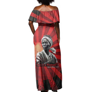Sojourner Truth Off Shoulder Maxi Dress Ain’t I a Woman - Akron 1851 Speech Tribute Design - African Pride
