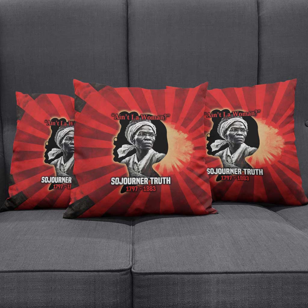 Sojourner Truth Pillow Cover Ain’t I a Woman - Akron 1851 Speech Tribute Design - African Pride