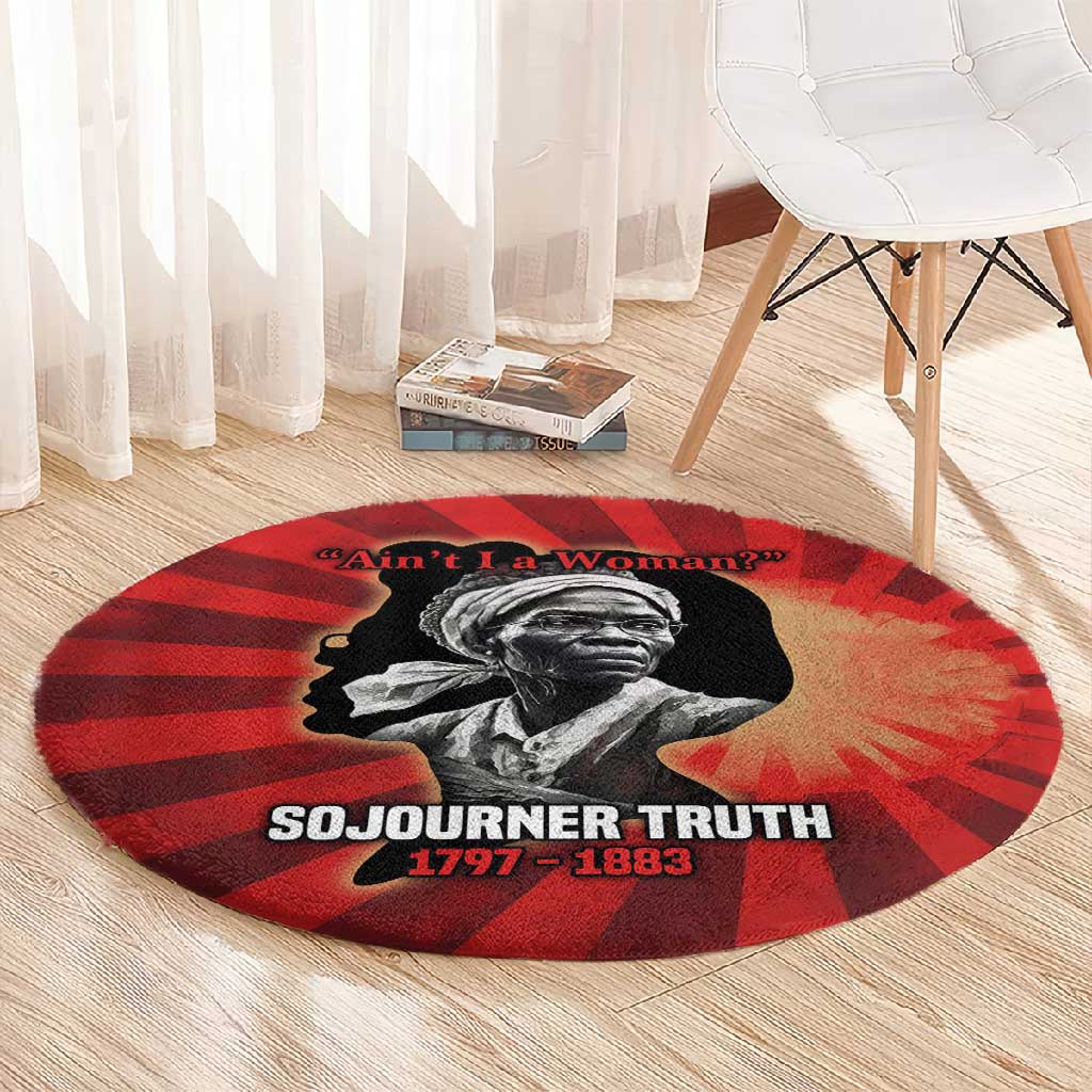 Sojourner Truth Round Carpet Ain’t I a Woman - Akron 1851 Speech Tribute Design - African Pride
