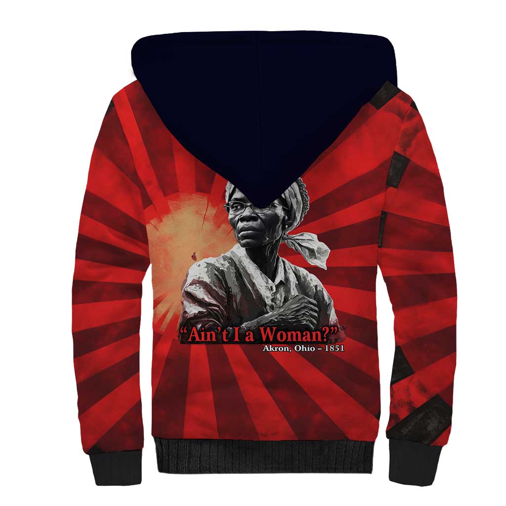 Sojourner Truth Sherpa Hoodie Ain’t I a Woman - Akron 1851 Speech Tribute Design - African Pride