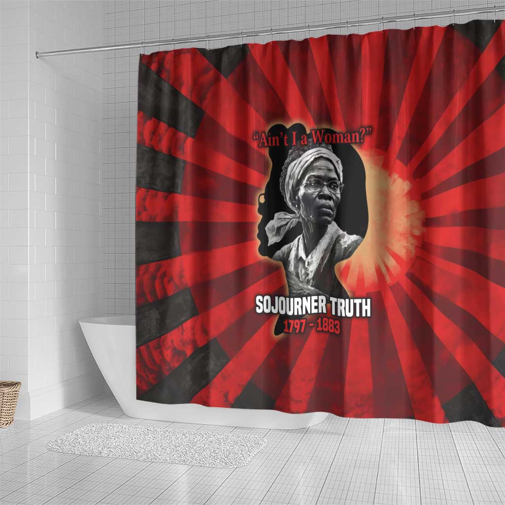 Sojourner Truth Shower Curtain Ain’t I a Woman - Akron 1851 Speech Tribute Design - African Pride