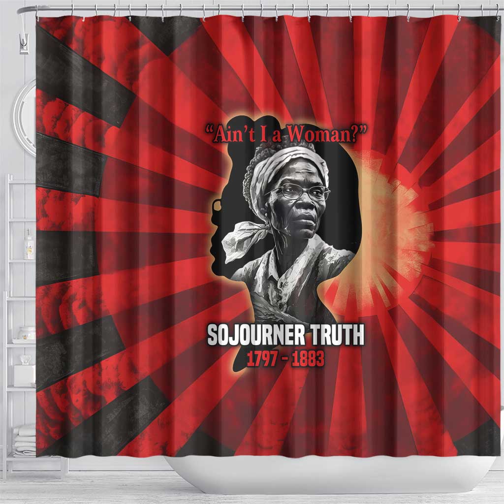 Sojourner Truth Shower Curtain Ain’t I a Woman - Akron 1851 Speech Tribute Design - African Pride