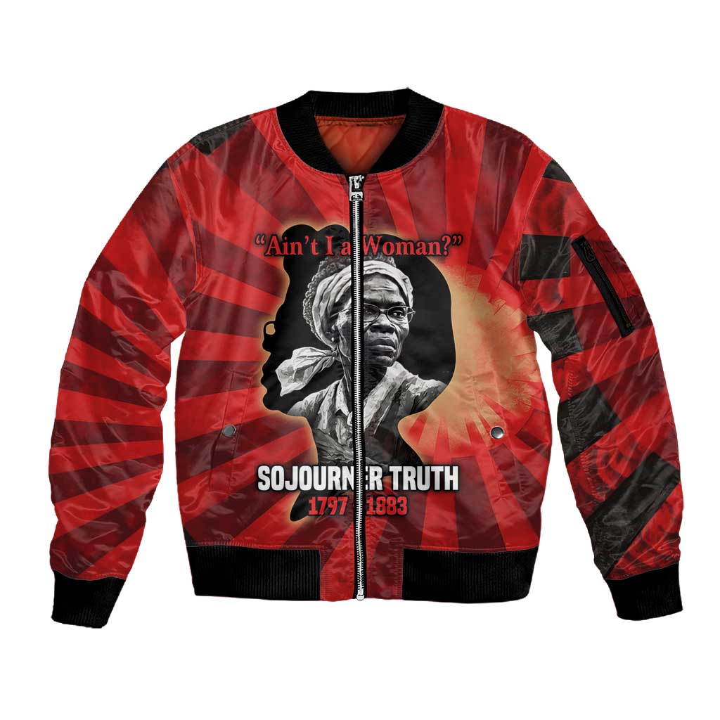 Sojourner Truth Sleeve Zip Bomber Jacket Ain’t I a Woman - Akron 1851 Speech Tribute Design - African Pride