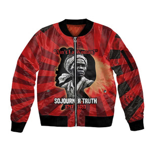Sojourner Truth Sleeve Zip Bomber Jacket Ain’t I a Woman - Akron 1851 Speech Tribute Design - African Pride