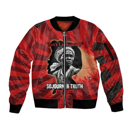 Sojourner Truth Sleeve Zip Bomber Jacket Ain’t I a Woman - Akron 1851 Speech Tribute Design - African Pride