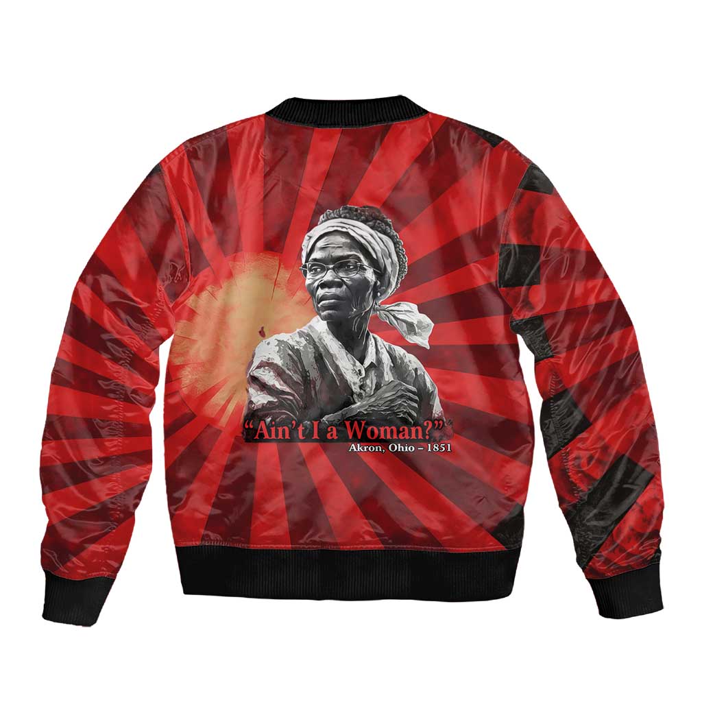 Sojourner Truth Sleeve Zip Bomber Jacket Ain’t I a Woman - Akron 1851 Speech Tribute Design - African Pride