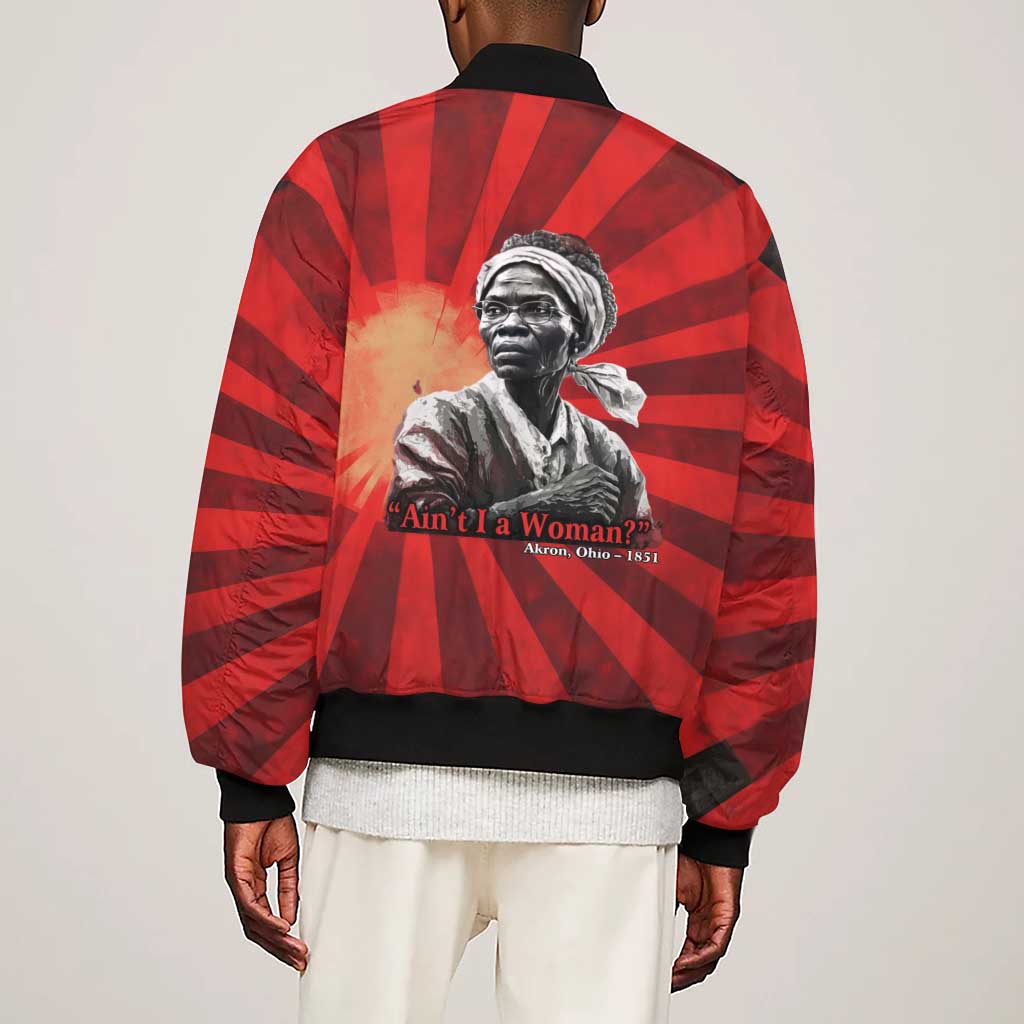 Sojourner Truth Sleeve Zip Bomber Jacket Ain’t I a Woman - Akron 1851 Speech Tribute Design - African Pride