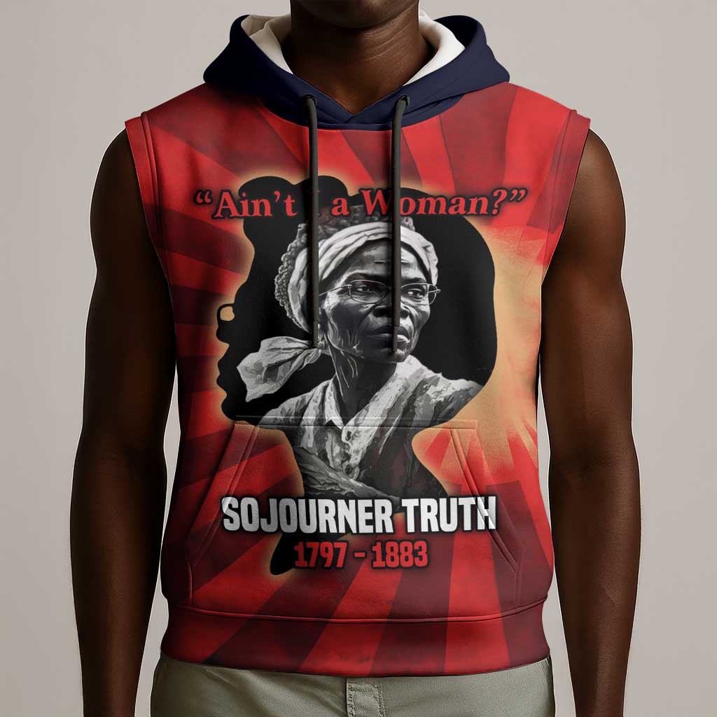 Sojourner Truth Sleeveless Hoodie Ain’t I a Woman - Akron 1851 Speech Tribute Design - African Pride