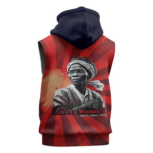 Sojourner Truth Sleeveless Zip Hoodie Ain’t I a Woman - Akron 1851 Speech Tribute Design - African Pride