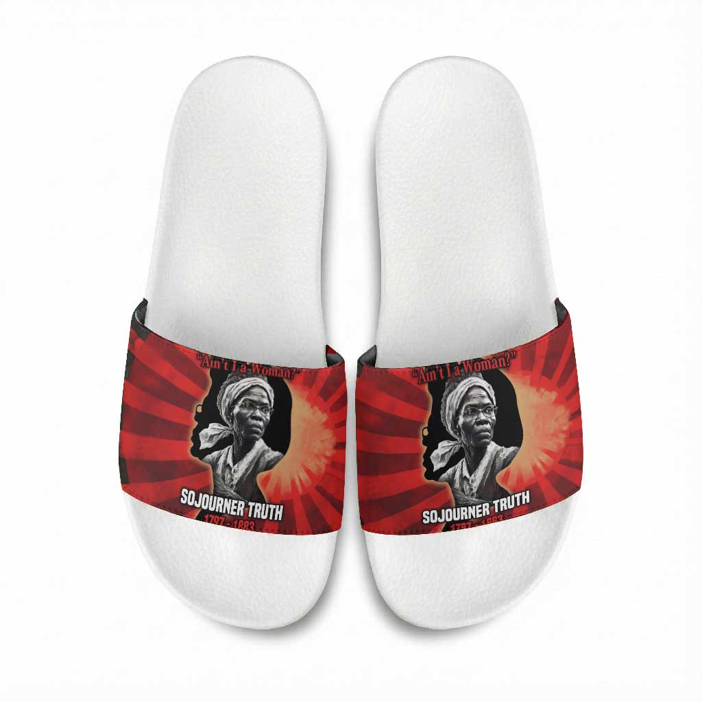 Sojourner Truth Slide Sandals Ain’t I a Woman - Akron 1851 Speech Tribute Design - African Pride