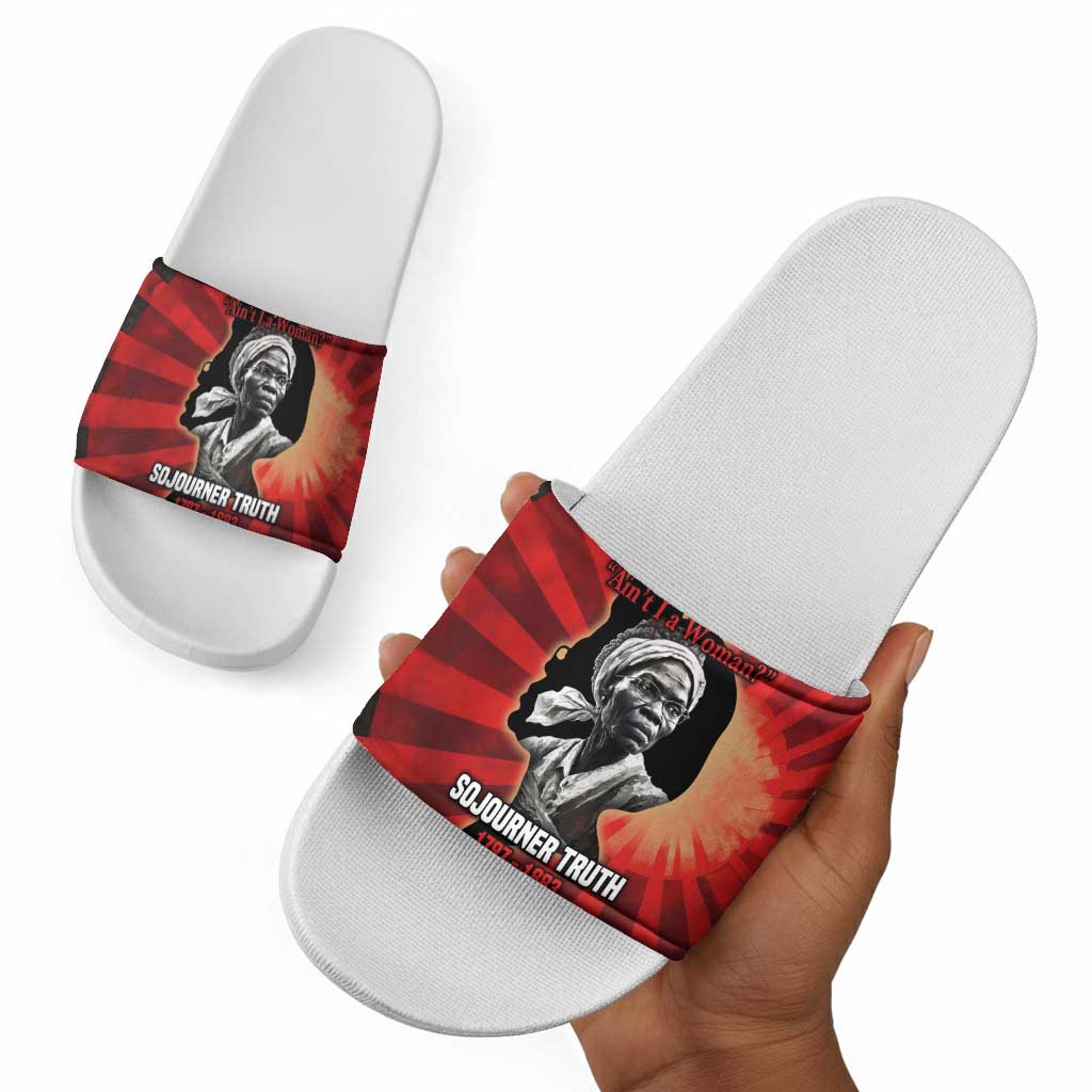 Sojourner Truth Slide Sandals Ain’t I a Woman - Akron 1851 Speech Tribute Design - African Pride
