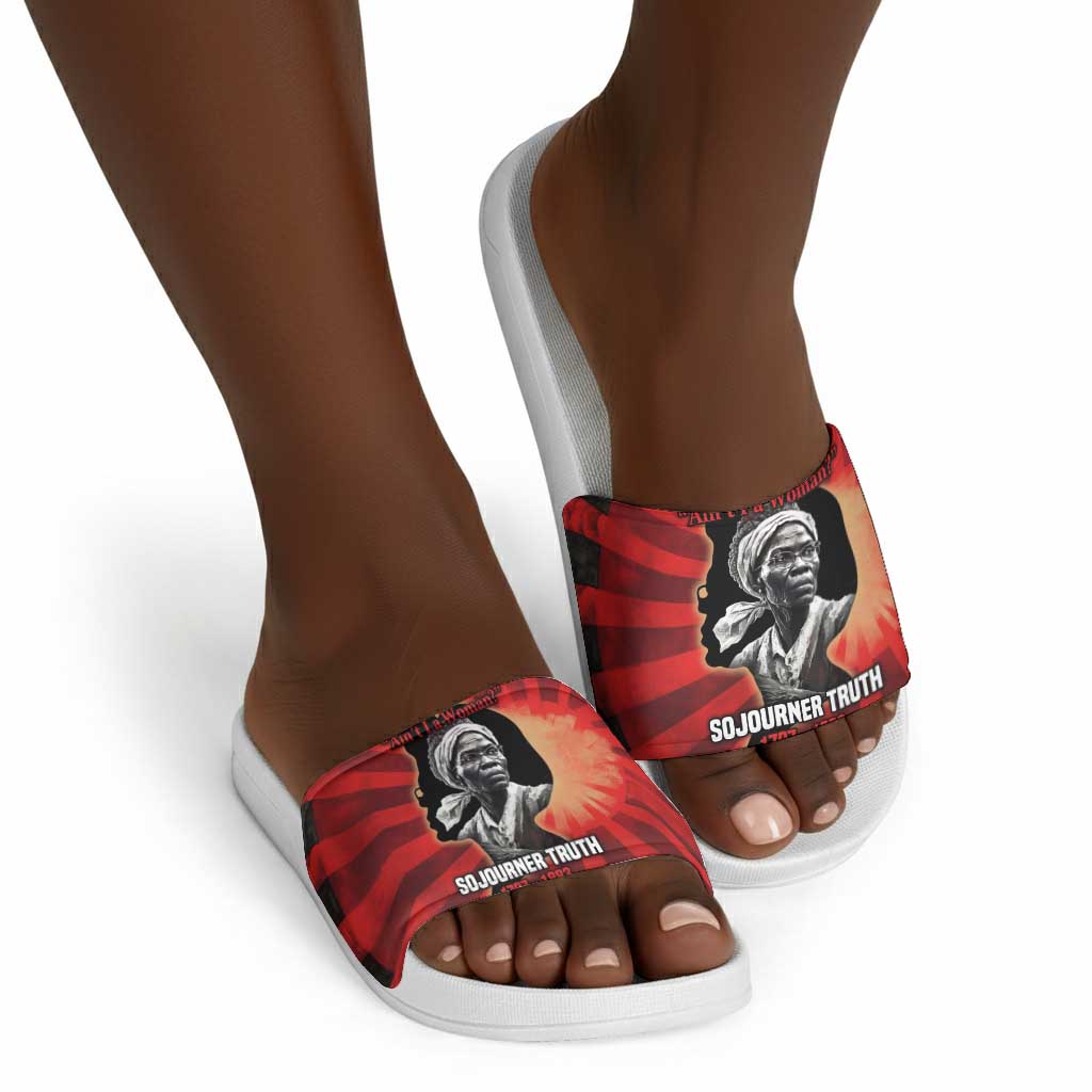 Sojourner Truth Slide Sandals Ain’t I a Woman - Akron 1851 Speech Tribute Design - African Pride