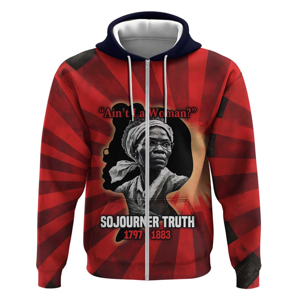 Sojourner Truth Zip Hoodie Ain’t I a Woman - Akron 1851 Speech Tribute Design - African Pride
