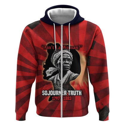 Sojourner Truth Zip Hoodie Ain’t I a Woman - Akron 1851 Speech Tribute Design - African Pride