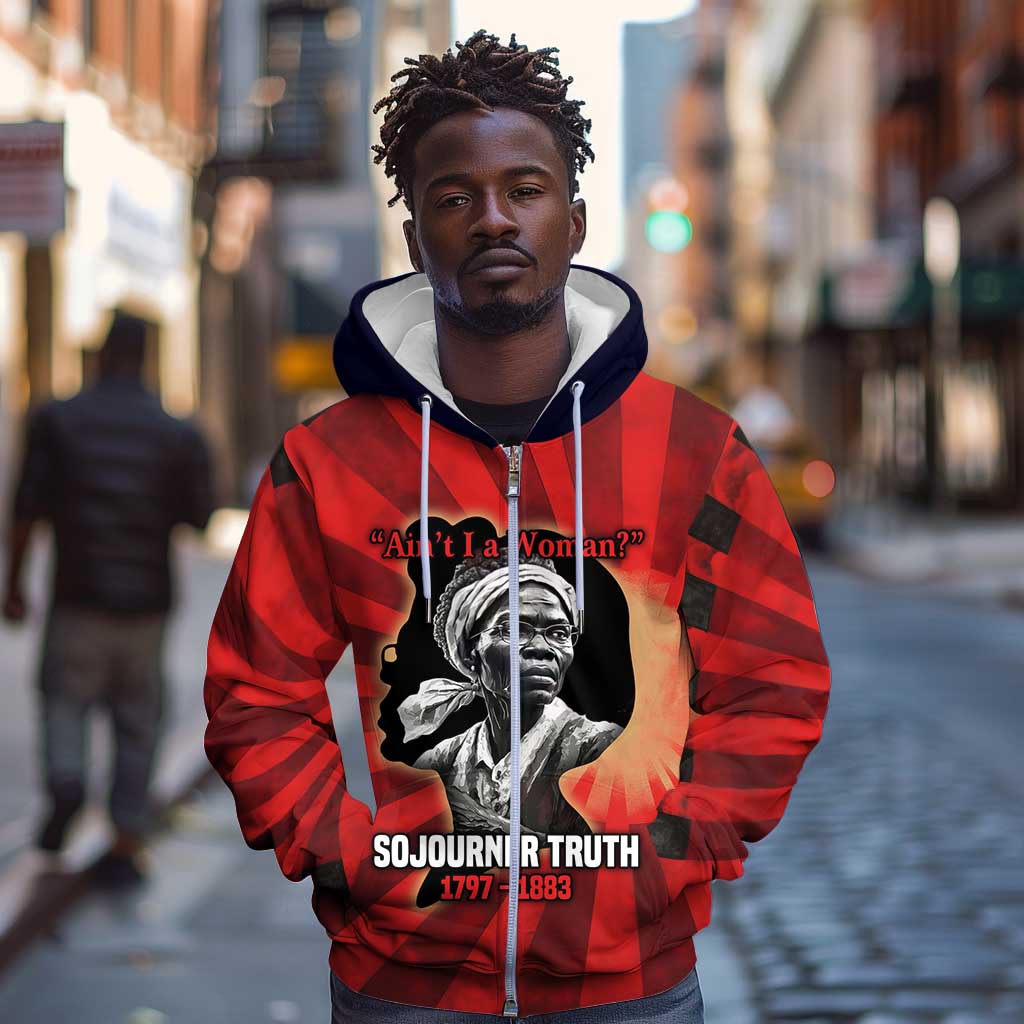 Sojourner Truth Zip Hoodie Ain’t I a Woman - Akron 1851 Speech Tribute Design - African Pride