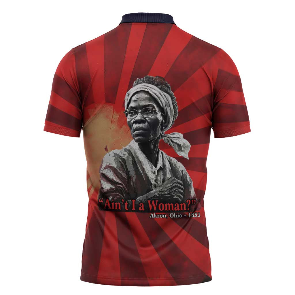 Sojourner Truth Zipper Polo Shirt Ain’t I a Woman - Akron 1851 Speech Tribute Design - African Pride